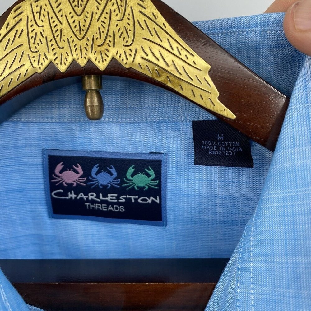 Charleston Threads Men's Button Down Medium Blue - image 3